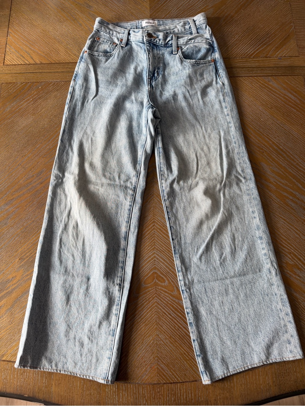 Pistola Light Wash High Rise Wide Leg Jeans Size 24 28” Inseam
